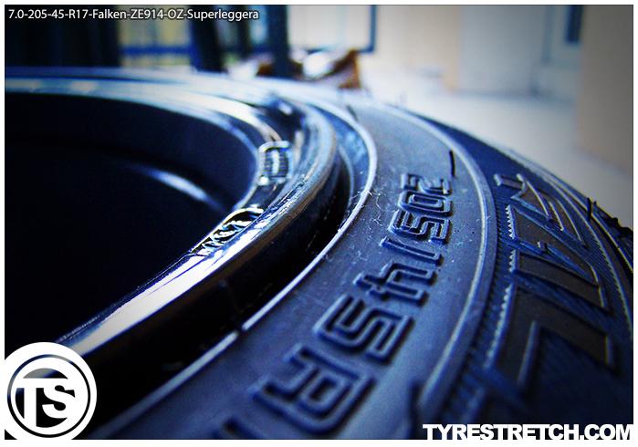 An example of tyre stretch: 205/45 R17 on 7.0J – FALKEN (OZ)
