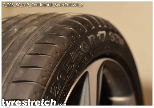 An example of tyre stretch: 205/50 R17 on 7.0J – CONTINENTAL