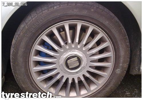 An example of tyre stretch: 205/55 R16 on 7.0J