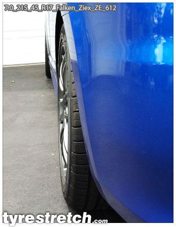 An example of tyre stretch: 215/45 R17 on 7.0J – FALKEN