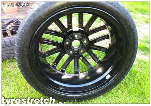 An example of tyre stretch: 215/45 R18 on 7.0J