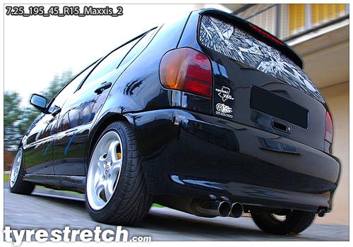 An example of tyre stretch: 195/45 R15 on 7.25J – MAXXIS