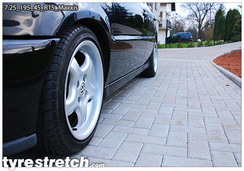 An example of tyre stretch: 195/45 R15 on 7.25J – MAXXIS