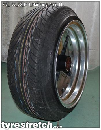An example of tyre stretch: 155/55 R14 on 7.5J – NANKANG