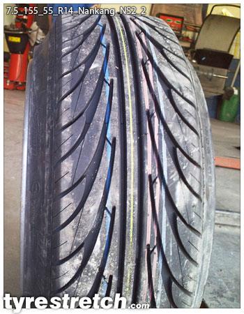 An example of tyre stretch: 155/55 R14 on 7.5J – NANKANG