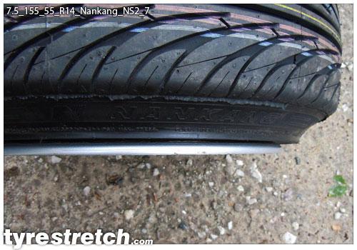 An example of tyre stretch: 155/55 R14 on 7.5J – NANKANG
