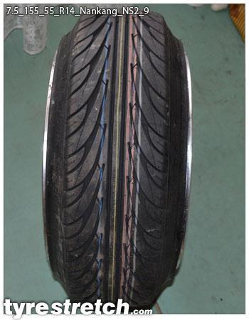 An example of tyre stretch: 155/55 R14 on 7.5J – NANKANG
