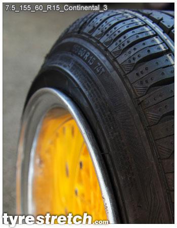 An example of tyre stretch: 155/60 R15 on 7.5J – CONTINENTAL