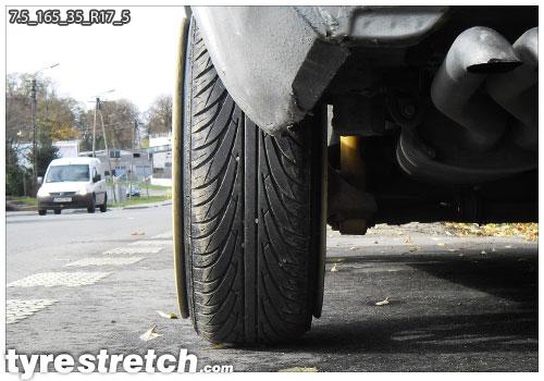 An example of tyre stretch: 165/35 R17 on 7.5J