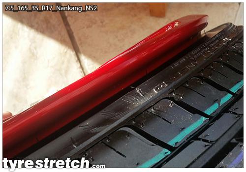 An example of tyre stretch: 165/35 R17 on 7.5J – NANKANG