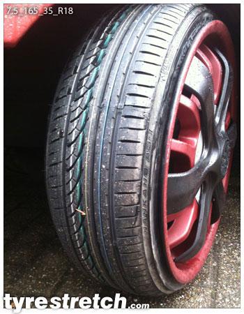 An example of tyre stretch: 165/35 R18 on 7.5J