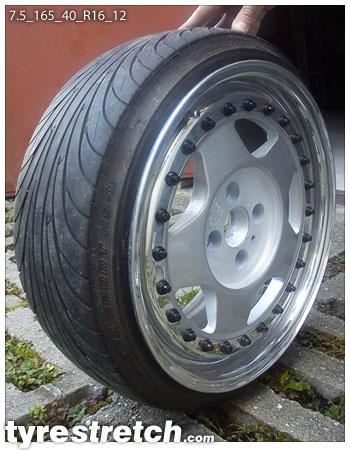 An example of tyre stretch: 165/40 R16 on 7.5J