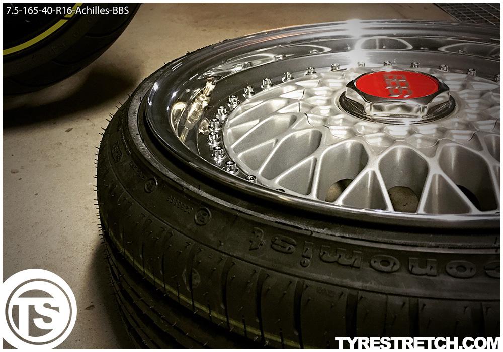 An example of tyre stretch: 165/40 R16 on 7.5J – ACHILLES (BBS)