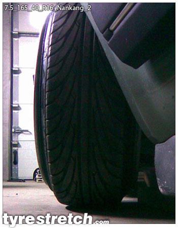 An example of tyre stretch: 165/40 R16 on 7.5J – NANKANG