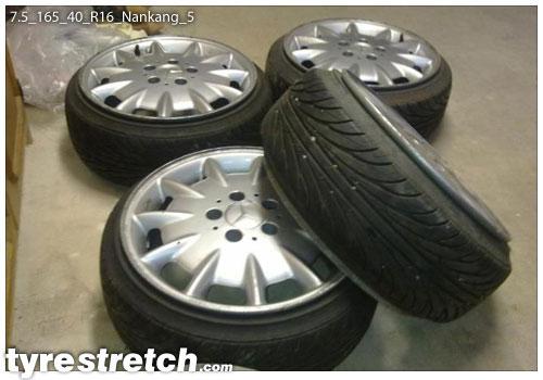 An example of tyre stretch: 165/40 R16 on 7.5J – NANKANG