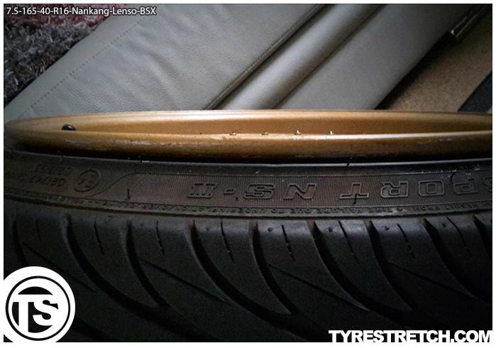 An example of tyre stretch: 165/40 R16 on 7.5J – NANKANG (LENSO)