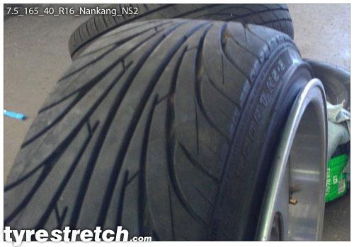 An example of tyre stretch: 165/40 R16 on 7.5J – NANKANG