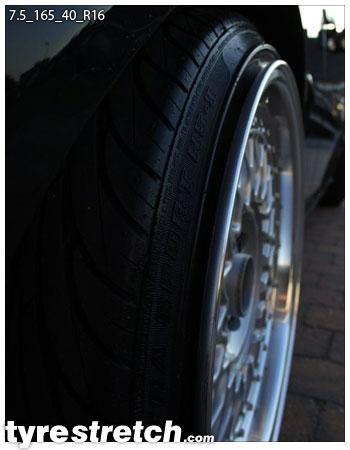 An example of tyre stretch: 165/40 R16 on 7.5J