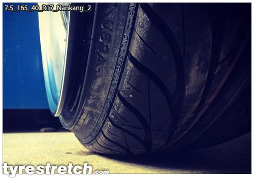 An example of tyre stretch: 165/40 R17 on 7.5J – NANKANG