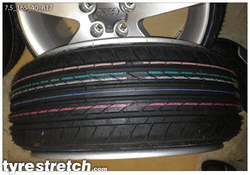 An example of tyre stretch: 165/40 R17 on 7.5J