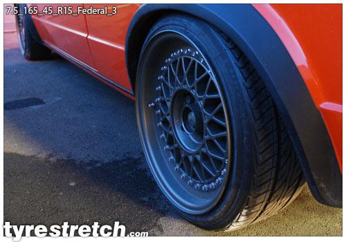 An example of tyre stretch: 165/45 R15 on 7.5J – FEDERAL