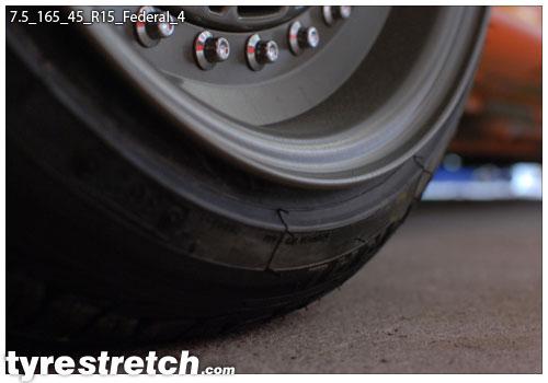 An example of tyre stretch: 165/45 R15 on 7.5J – FEDERAL