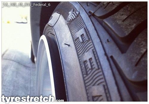 An example of tyre stretch: 165/45 R15 on 7.5J – FEDERAL