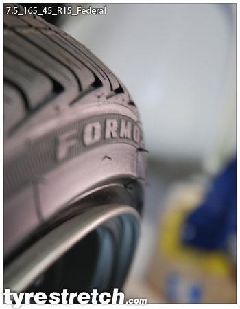 An example of tyre stretch: 165/45 R15 on 7.5J – FEDERAL