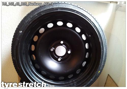 An example of tyre stretch: 165/45 R15 on 7.5J – NANKANG
