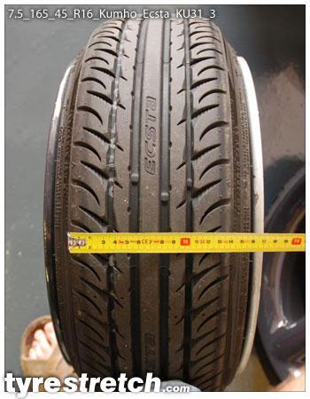 An example of tyre stretch: 165/45 R16 on 7.5J – KUMHO