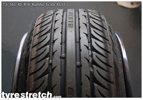 An example of tyre stretch: 165/45 R16 on 7.5J – KUMHO