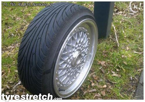 An example of tyre stretch: 165/45 R16 on 7.5J – NANKANG