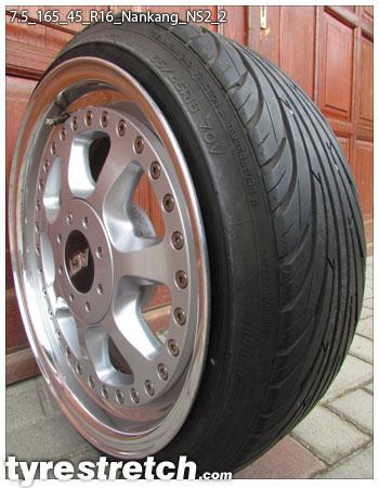 An example of tyre stretch: 165/45 R16 on 7.5J – NANKANG (ACT)