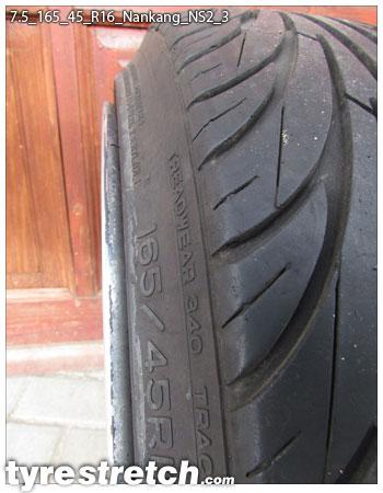 An example of tyre stretch: 165/45 R16 on 7.5J – NANKANG