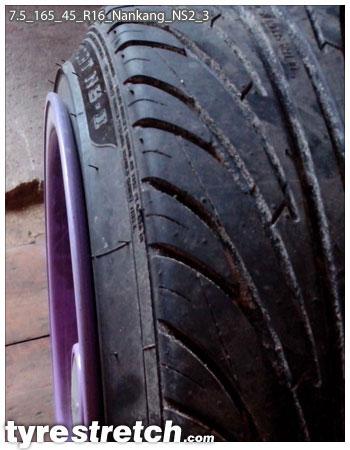 An example of tyre stretch: 165/45 R16 on 7.5J – NANKANG
