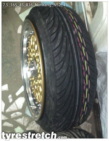 An example of tyre stretch: 165/45 R16 on 7.5J – NANKANG