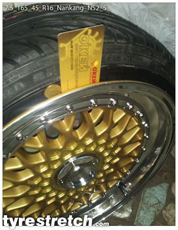 An example of tyre stretch: 165/45 R16 on 7.5J – NANKANG