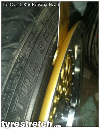 An example of tyre stretch: 165/45 R16 on 7.5J – NANKANG