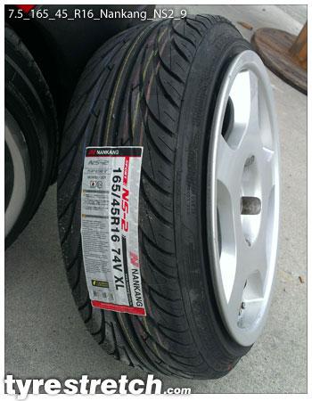 An example of tyre stretch: 165/45 R16 on 7.5J – NANKANG