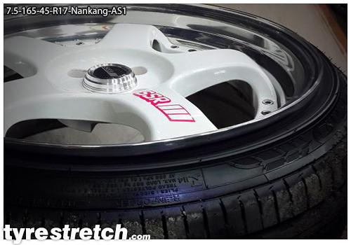 An example of tyre stretch: 165/45 R17 on 7.5J – NANKANG