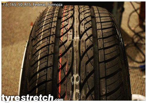 An example of tyre stretch: 165/50 R15 on 7.5J – FEDERAL