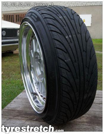 An example of tyre stretch: 165/50 R15 on 7.5J – NANKANG