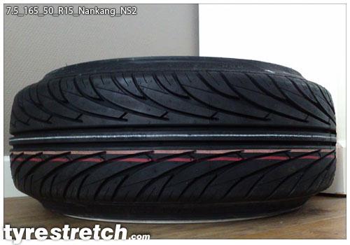 An example of tyre stretch: 165/50 R15 on 7.5J – NANKANG