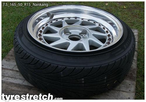 An example of tyre stretch: 165/50 R15 on 7.5J – NANKANG