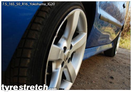 An example of tyre stretch: 165/50 R16 on 7.5J – YOKOHAMA