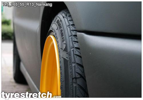 An example of tyre stretch: 165/55 R13 on 7.5J – NANKANG