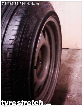 An example of tyre stretch: 165/55 R14 on 7.5J – NANKANG