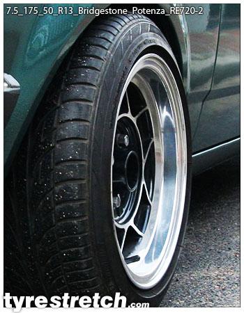 An example of tyre stretch: 175/50 R13 on 7.5J – BRIDGESTONE