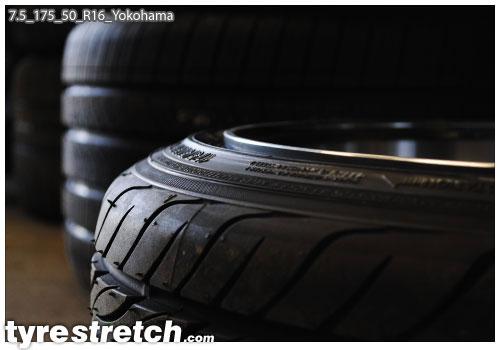 An example of tyre stretch: 175/50 R16 on 7.5J – YOKOHAMA