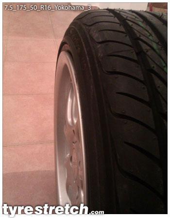 An example of tyre stretch: 175/50 R16 on 7.5J – YOKOHAMA